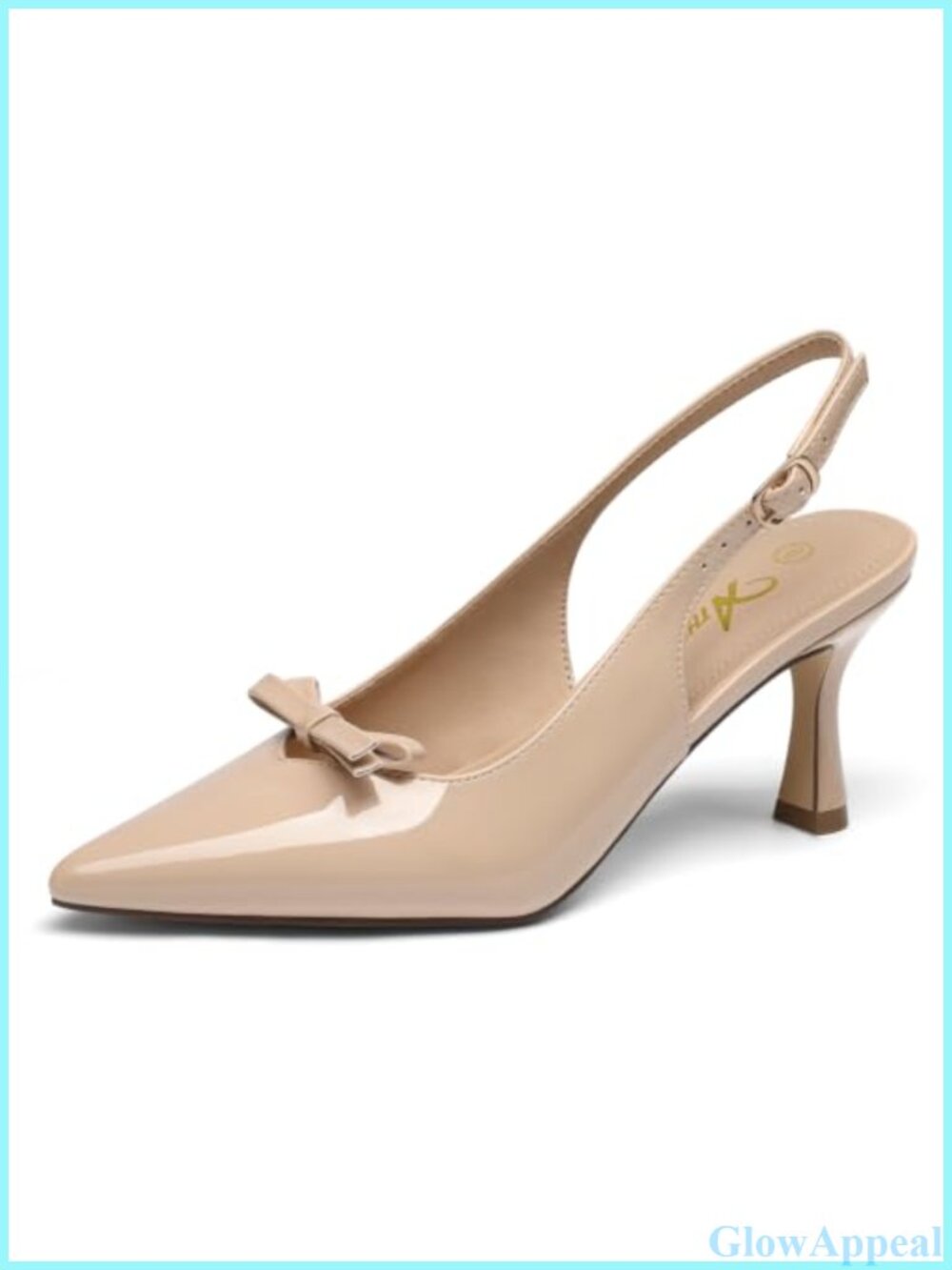 Pointed Toe Slingback Pumps Bow Buckle 2.76-Inch Dress Heels